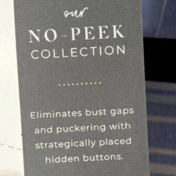 Lane Bryant Shirt Size 26 Linen Blend Striped Blue No Peek Collection - Picture 11 of 13